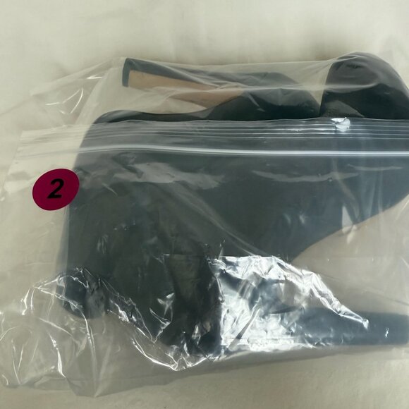 Matiko Betty Black Leather Elevated Side Slip On Peep Toe Bootie Pump Size 7 - Picture 12 of 12